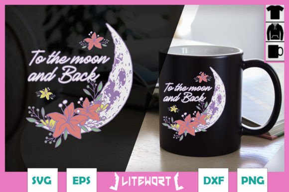 Floral Moon and Back Floral SVG