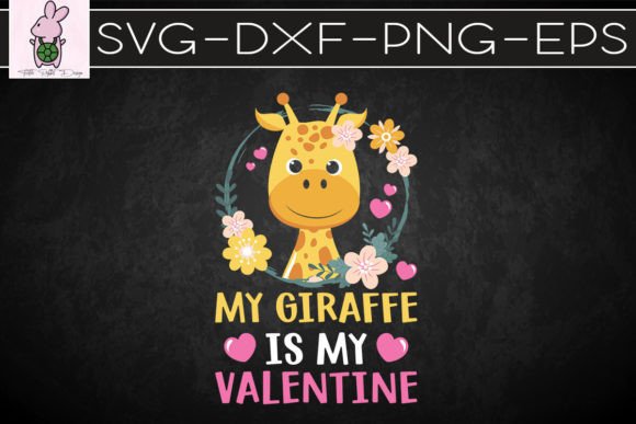 Giraffe Valentine Floral SVG