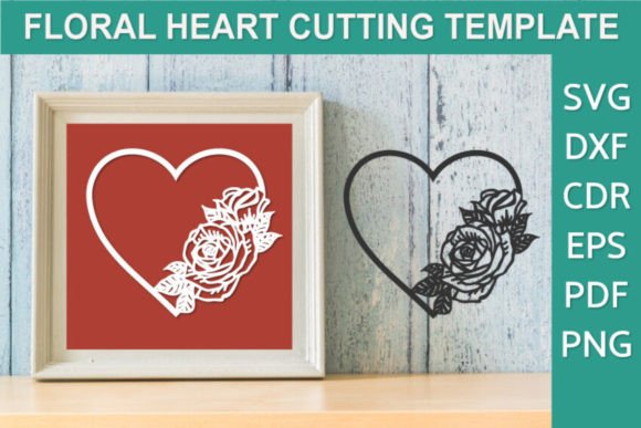 Heart Rose Flowers Frame Floral SVG