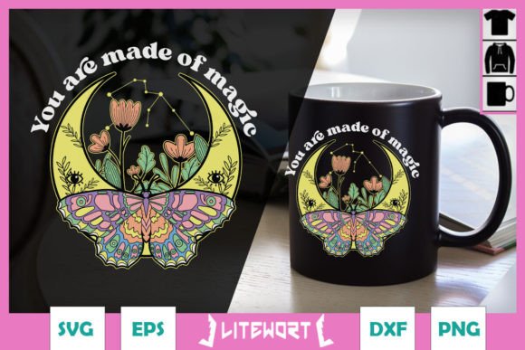 Made Magic Moon Moth Floral SVG