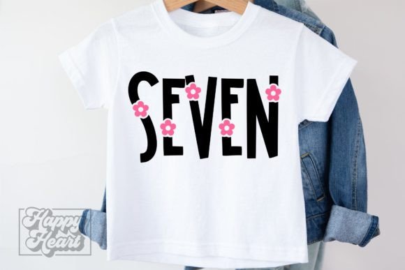 Seven 7th Birthday Flower Floral SVG PNG