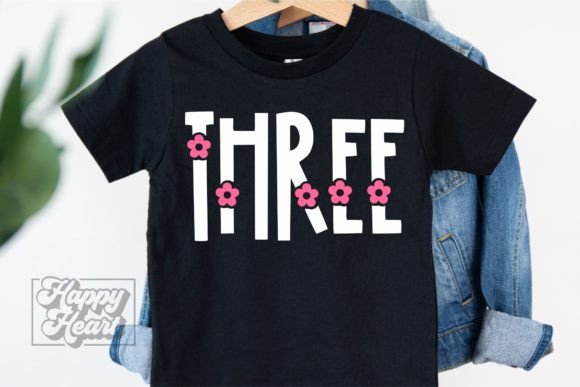 Three 3rd Birthday Flower Floral SVG PNG