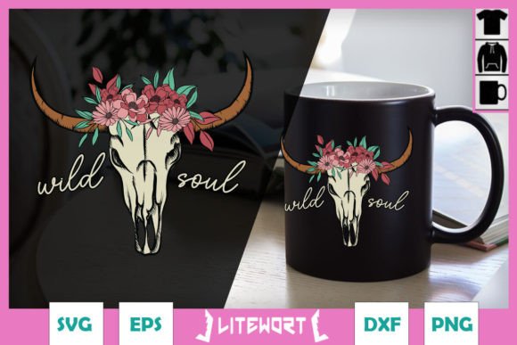 Wild Soul Cow Skull Floral SVG